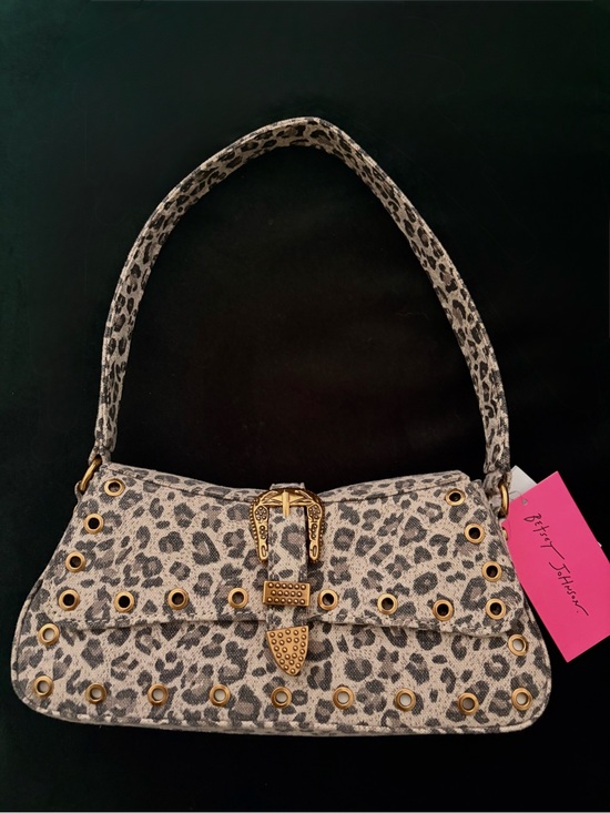 Handbags - NWT Betsey Johnson Leopard Print Shoulder Bag with Gold Stud Accents